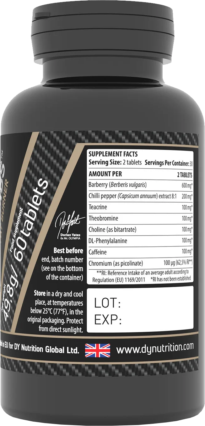 DY Nutrition BlackBombs Fatburner - 60 tabs