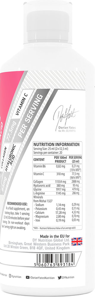 DY Nutrition Collagen + Vitamin C + Hyaluronic Acid - 500 ml