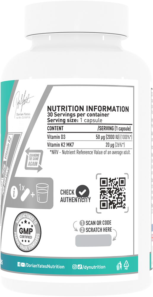 DY Nutrition D3 + K2 Vitamin - 30 caps