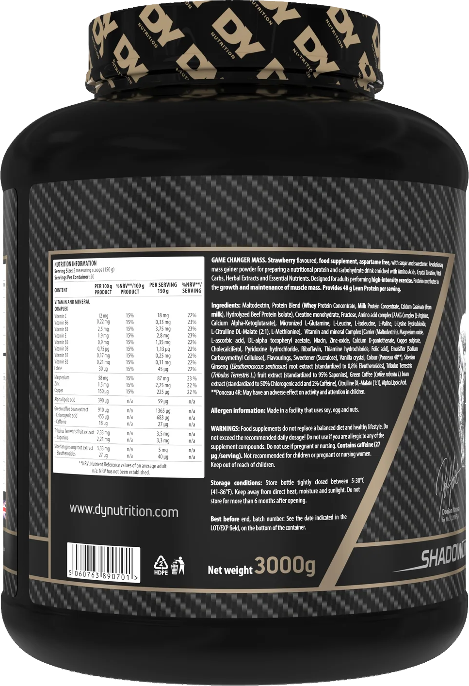 DY Nutrition Game Changer Mass - 3000 g