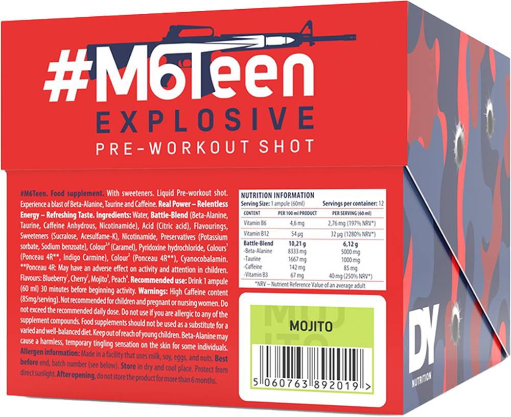 DY Nutrition M6Teen Pre-workout Shots - 12 x 60 ml