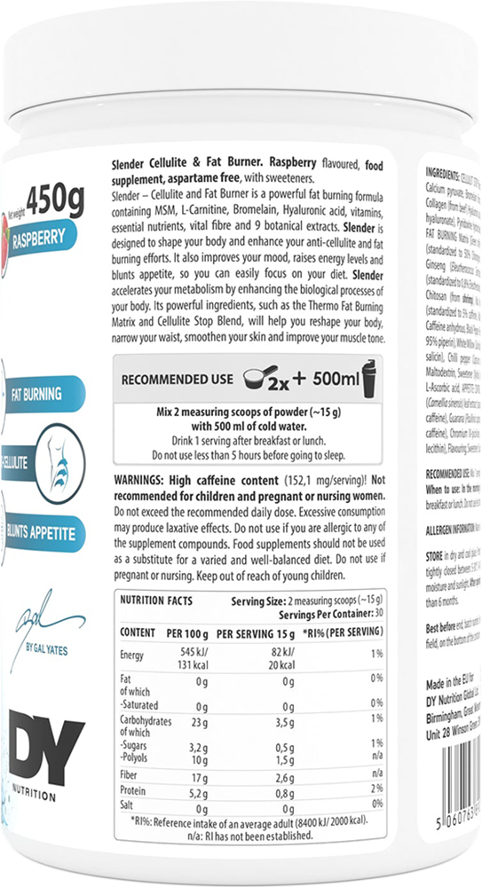 DY Nutrition Slender Cellulite & Fatburner - 250 g