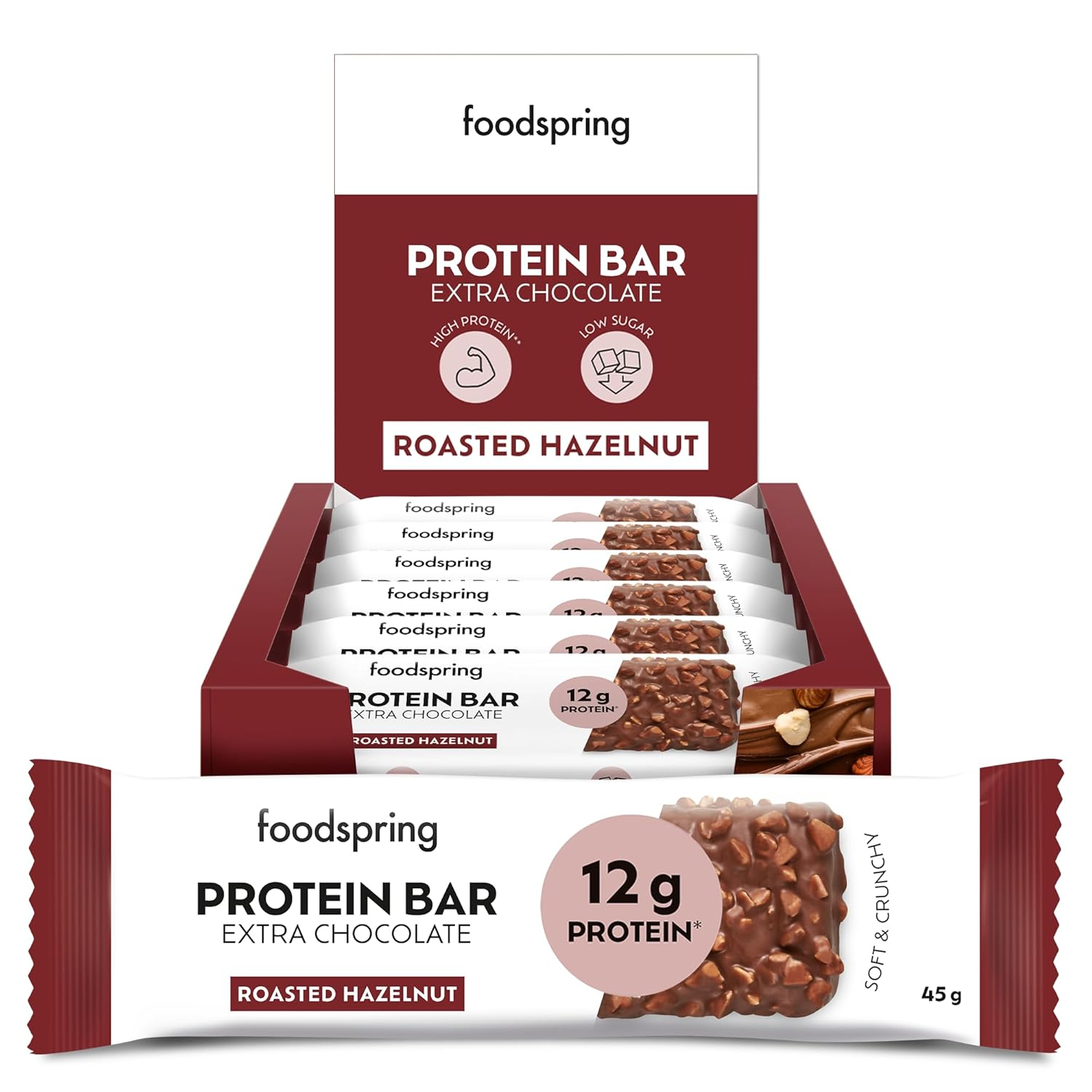 Foodspring Protein Bar Extra Chocolate - 12 x 45 g