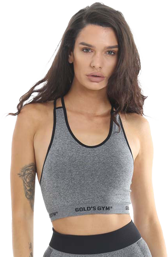 GGLTOP134 Gold's Gym Ladies Seamless Top - Grey/Black