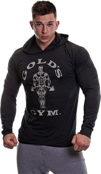 GGTOP009 Gold's Gym Long Sleeve Hood T-Shirt - S - Black