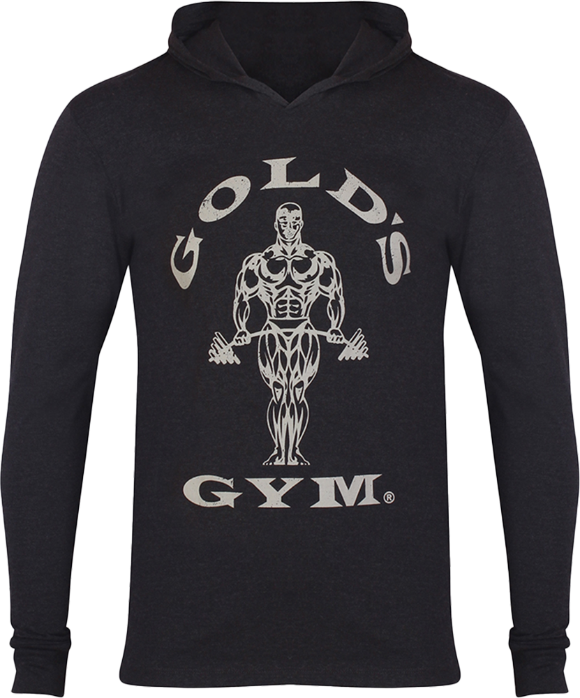 GGTOP009 Gold's Gym Long Sleeve Hood T-Shirt - S - Black