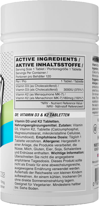 Naughty Boy Vitamin D3+K2 - 120 tabs