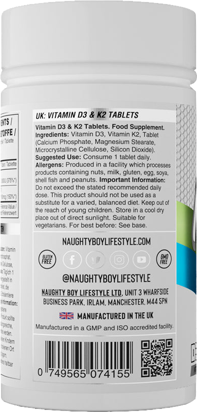 Naughty Boy Vitamin D3+K2 - 120 tabs