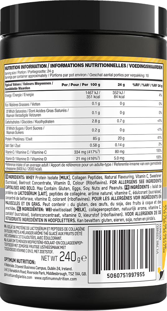 Optimum Nutrition Gold Standard Clear Whey + Collagen - 240 g