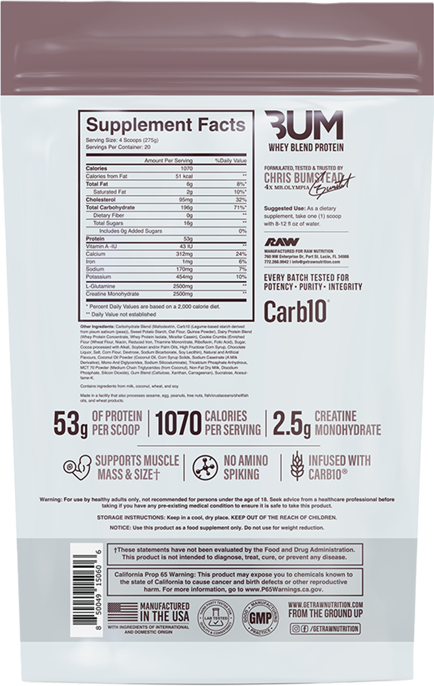 RAW CBUM Mass Gainer - 5443 g