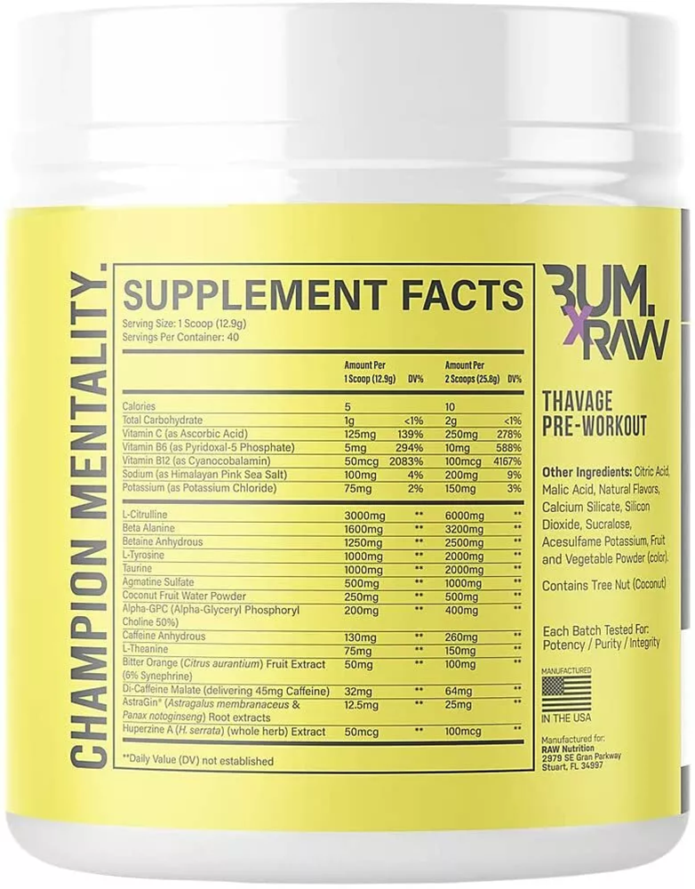 RAW CBUM Thavage Pre-workout - 20 servings