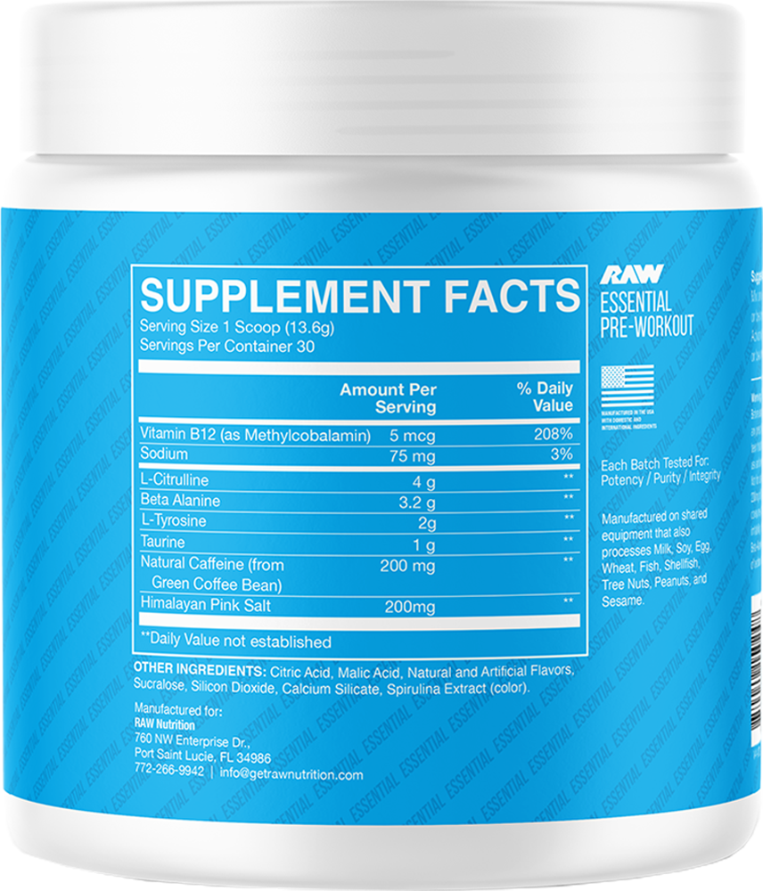RAW Essential Pre-workout - 30 servings