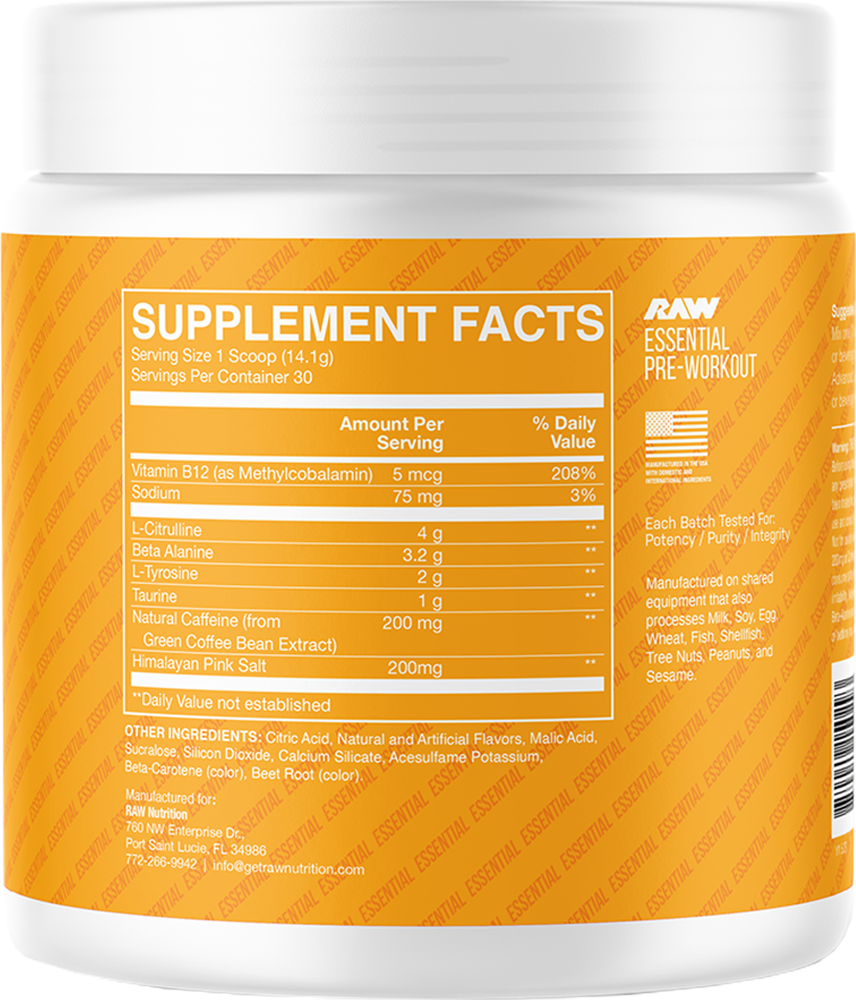 RAW Essential Pre-workout - 30 servings