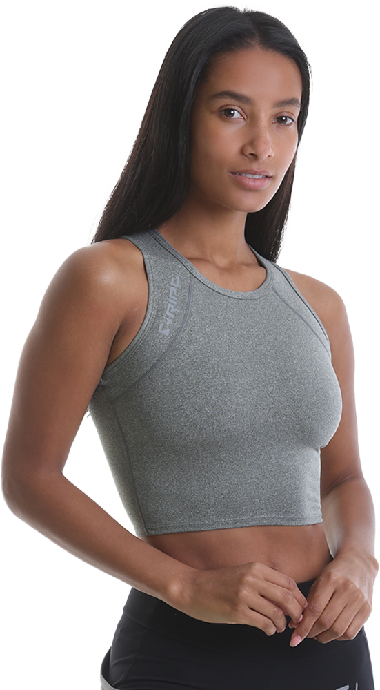 RIPT RCLTOP732 Ladies Crop Top - Grey Marl