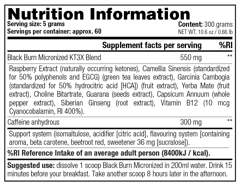 Stacker2 Black Burn Micronized - 300 g