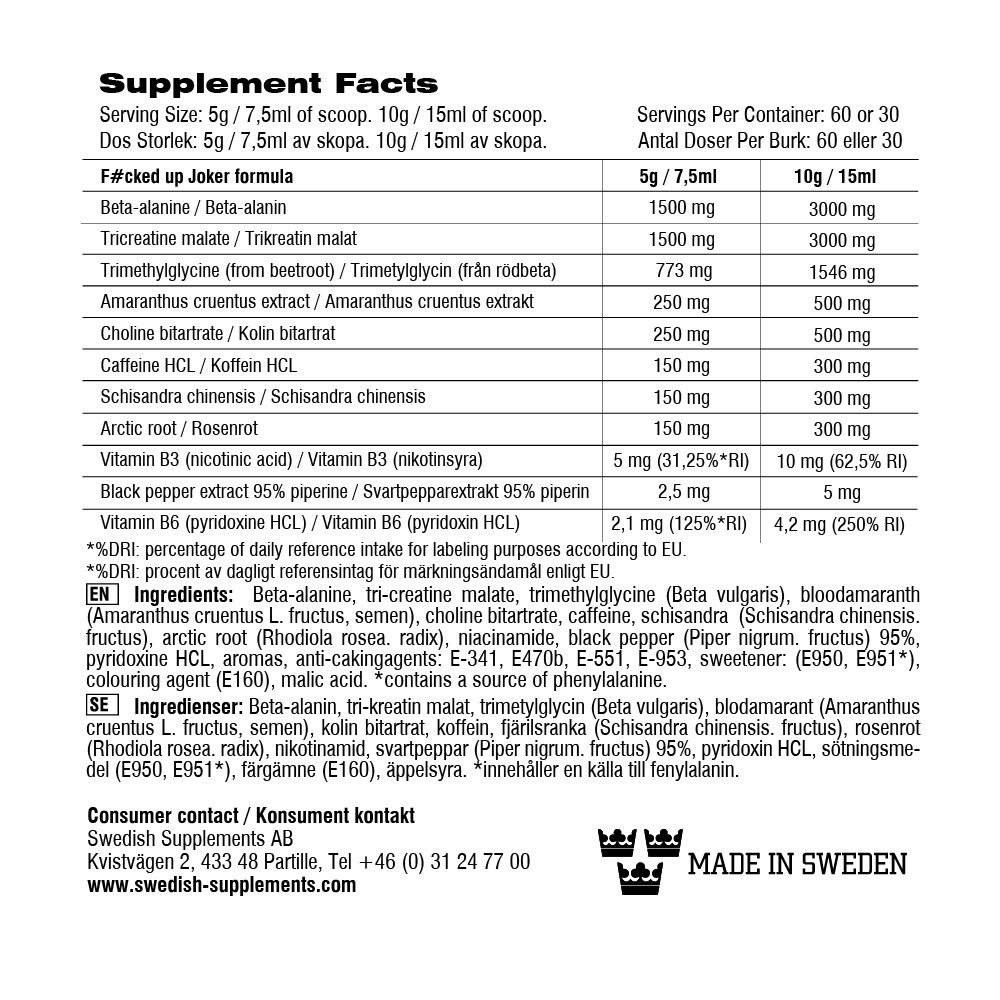 Swedish Supplements Fucked Up Joker - 300 g