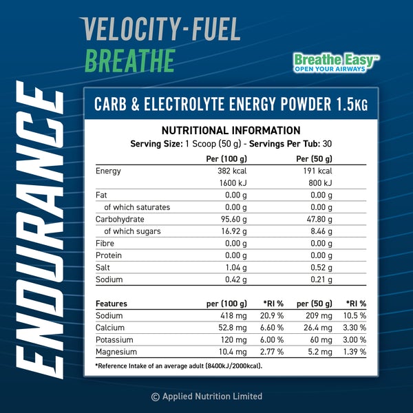Applied Nutrition Endurance Carb & Electrolyte Energy Breathe Easy - 1500 g
