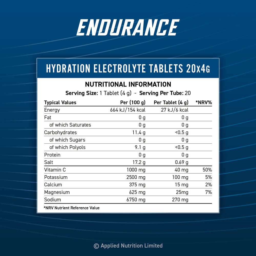 Applied Nutrition Endurance Hydration Electrolyte tabs - 6 x 20 tabs