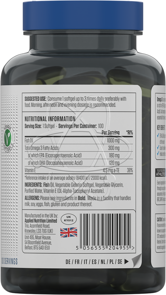 Applied Nutrition Omega 3 - 100 softgels