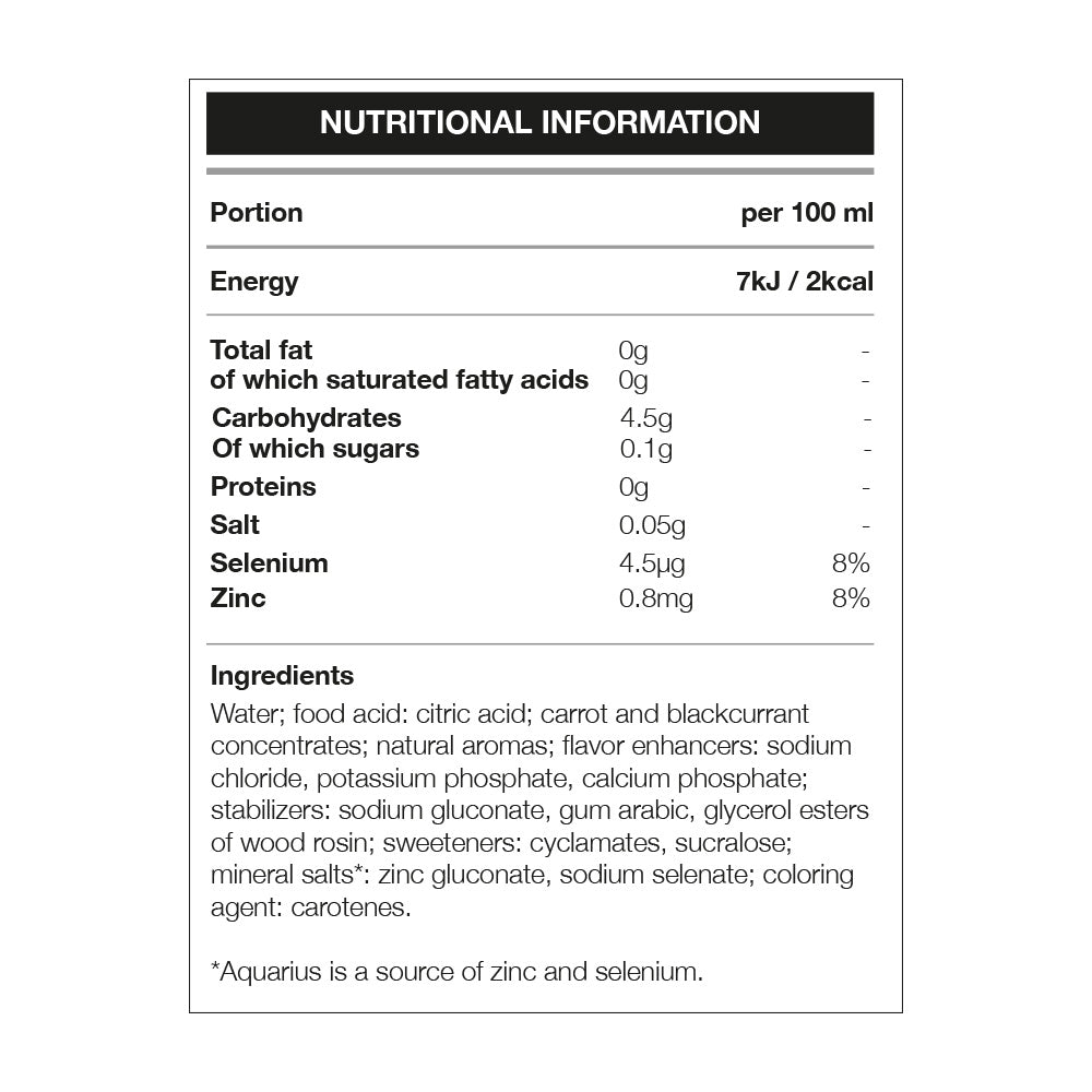 Aquarius Zero Sugar - 12 x 500 ml - Red Peach