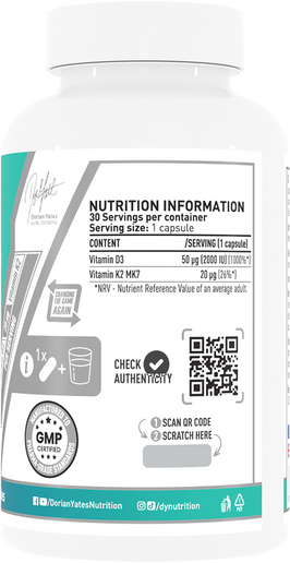 DY Nutrition D3 + K2 Vitamin - 30 caps