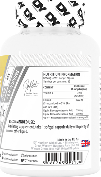 DY Nutrition Omega 3 Fish Oil - 60 gels