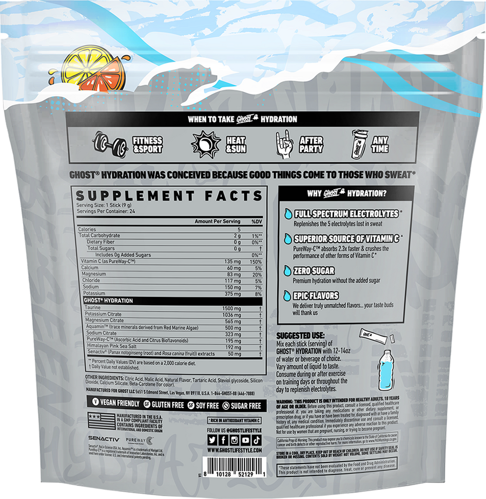 Ghost Hydration Sticks - 24 Servings - Lemon Crush