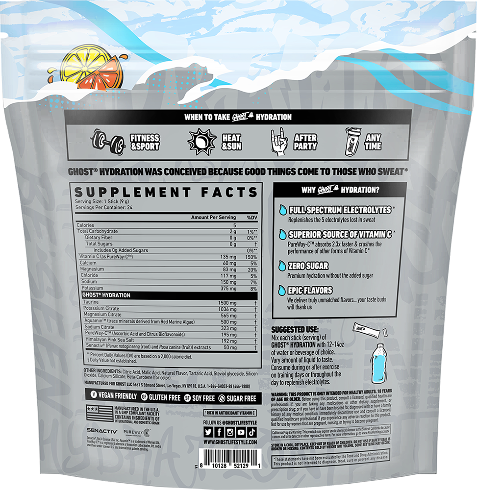 Ghost Hydration Sticks - 24 Servings - Lemon Crush