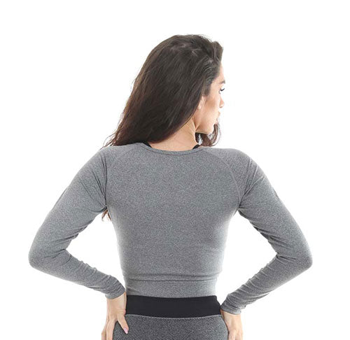 GGLSWT118 Gold's Gym Ladies Cropped Sweater - Grey Marl