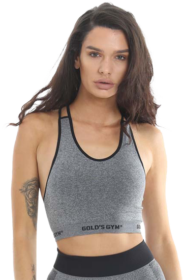 GGLTOP134 Gold's Gym Ladies Seamless Top - Grey/Black