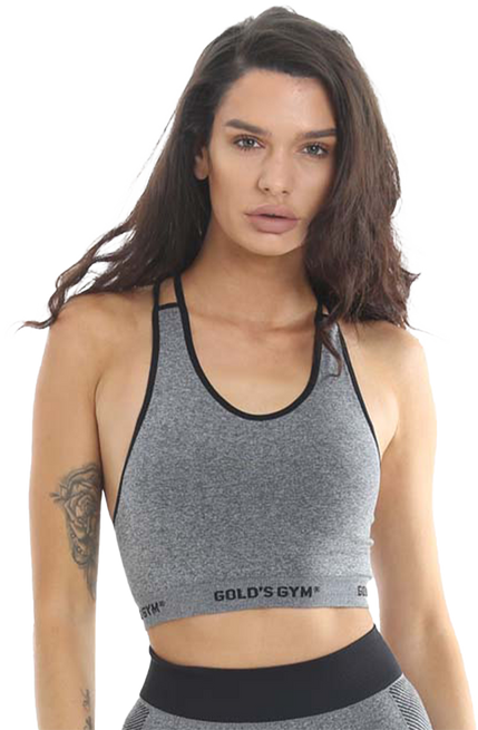 GGLTOP134 Gold's Gym Ladies Seamless Top - Grey/Black