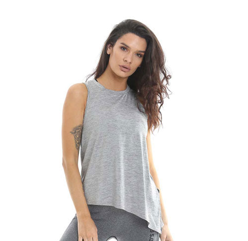GGLTVST116 Gold's Gym Ladies Angled Vest Top - Grey Marl