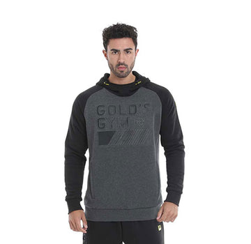 GGSWT086 Gold's Gym Embossed Hood Sweater - Charcoal/Black - S