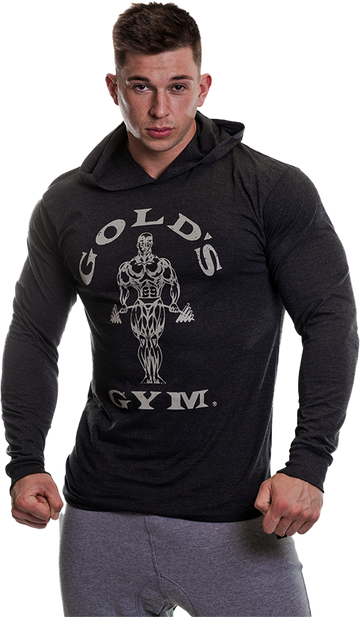 GGTOP009 Gold's Gym Long Sleeve Hood T-Shirt - S - Black