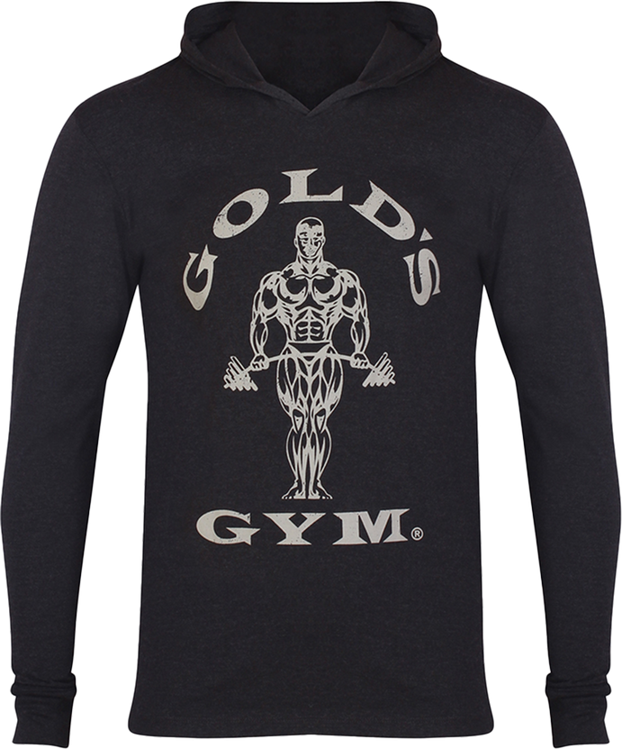GGTOP009 Gold's Gym Long Sleeve Hood T-Shirt - S - Black