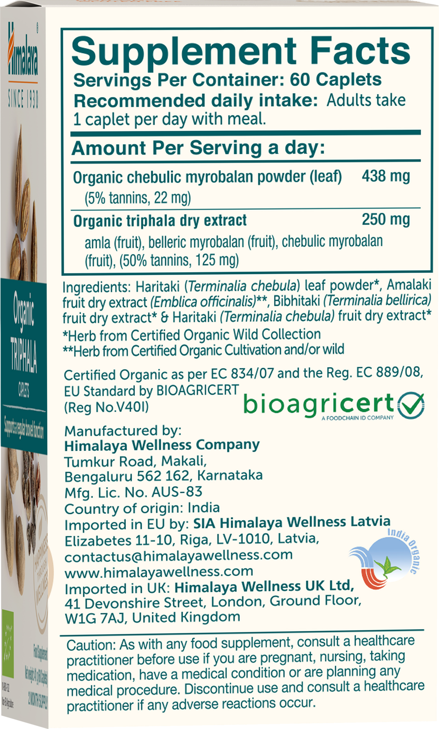 Himalaya Organic Triphala - 60 caps