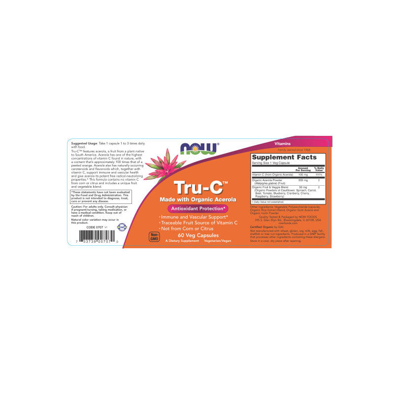 NOW Foods NOW707 Tru-C with Acerola - 60 veg caps