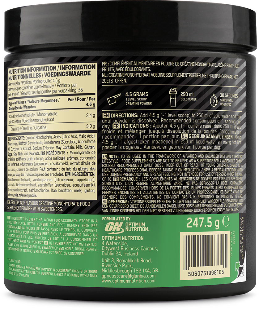 Optimum Nutrition Flavoured Micronised Creatine Powder - 247,5 g