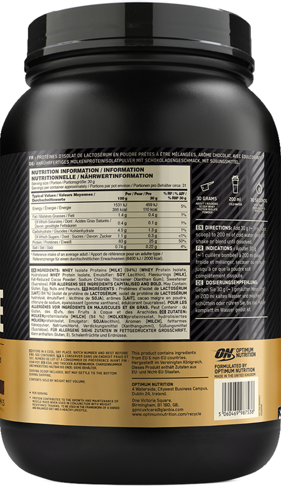 Optimum Nutrition Gold Standard 100% Isolate - 930 g