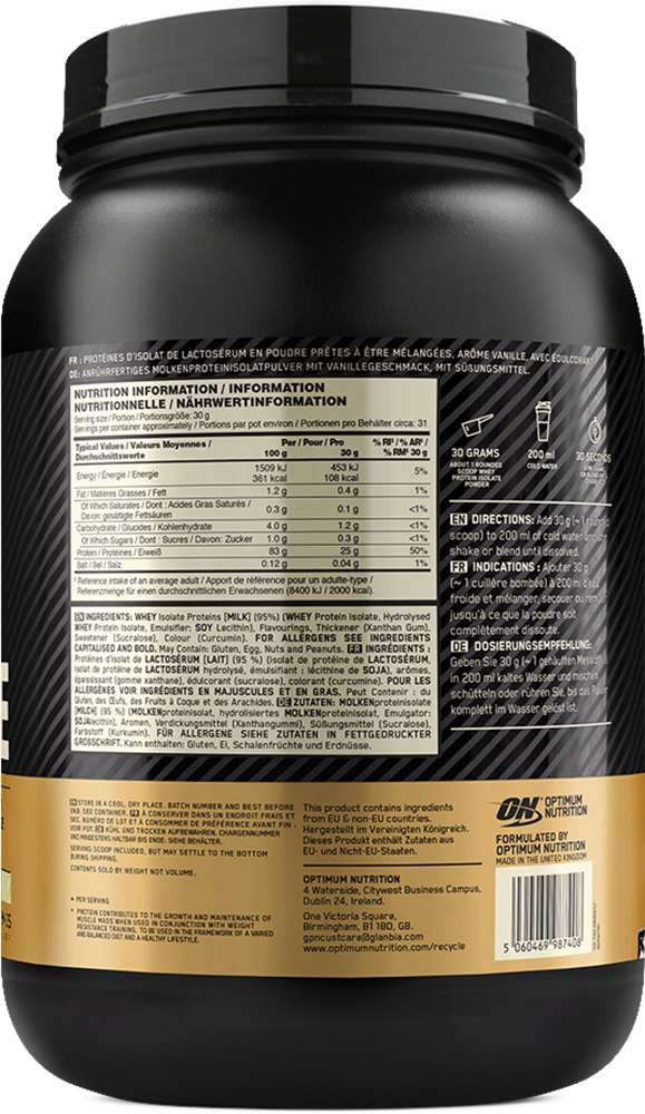 Optimum Nutrition Gold Standard 100% Isolate - 930 g