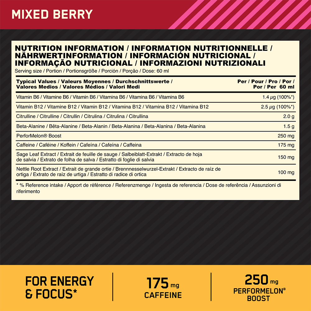 Optimum Nutrition Gold Standard Pre-workout Shot - 12 x 60 ml