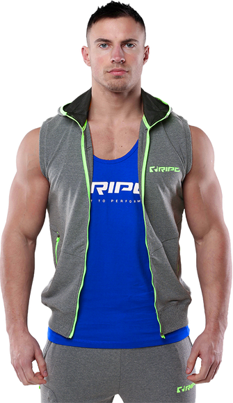 RIPT RCSWT704 Mens SL Techline Sleeve Hoodie - Grey Marl