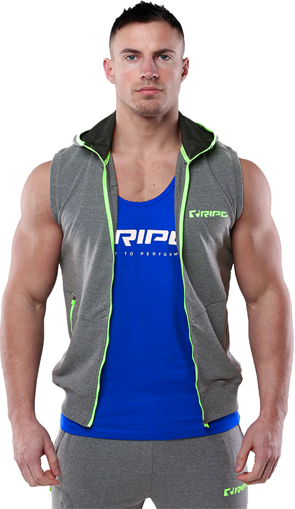 RIPT RCSWT704 Mens SL Techline Sleeve Hoodie - Grey Marl