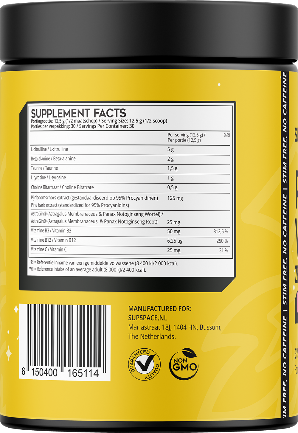 Supspace Pre-workout Zero Stim - 375 g