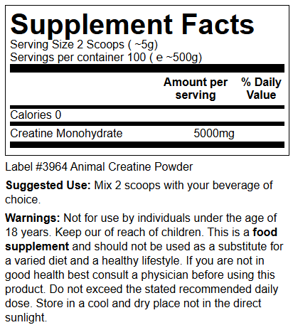 Animal Creatine Powder - 500 g