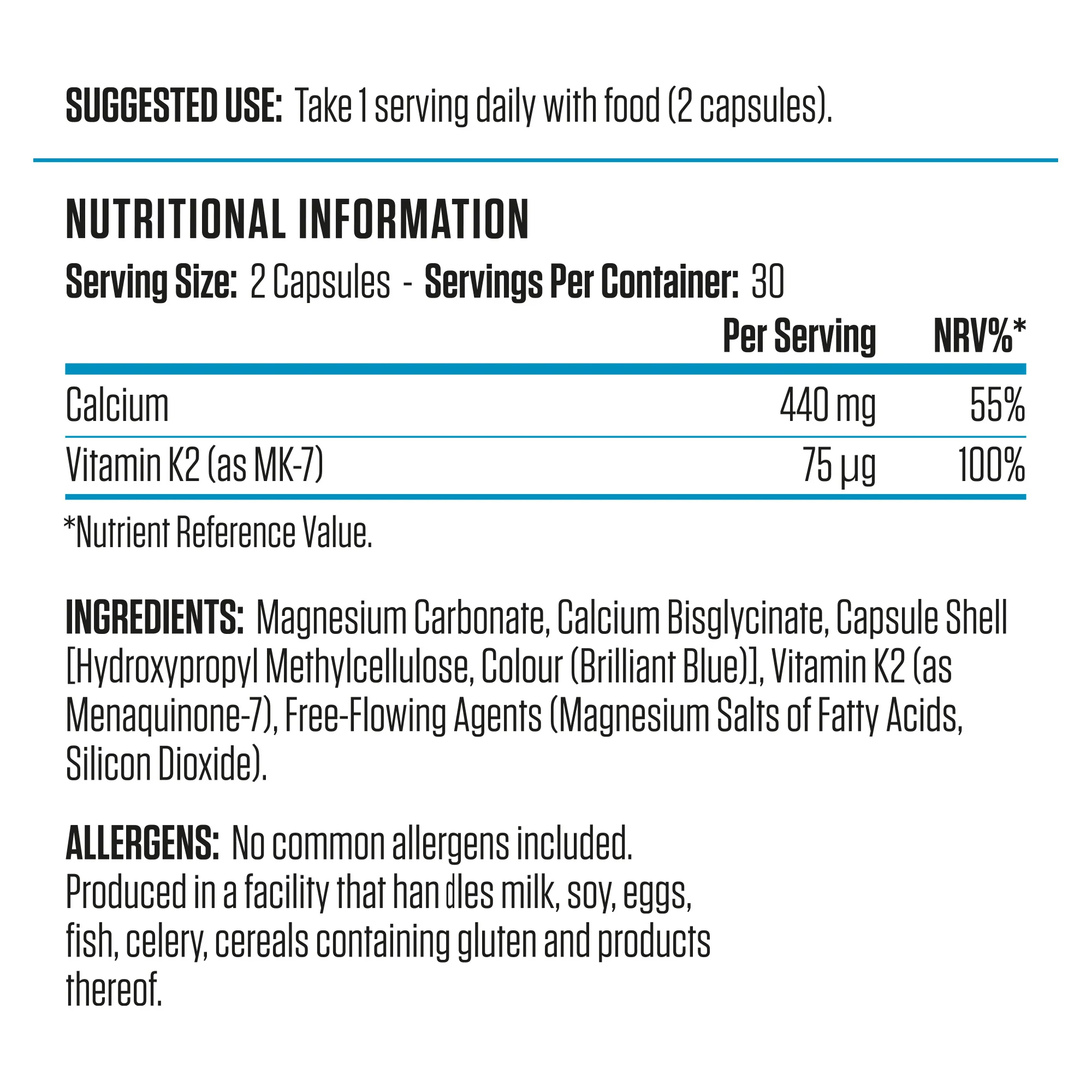 Applied Nutrition Calcium & Vitamin K2 - 60 caps