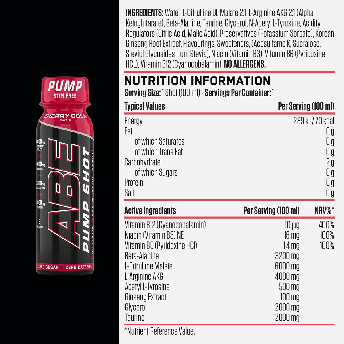 Applied Nutrition ABE Pump Shot - 12 x 100 ml