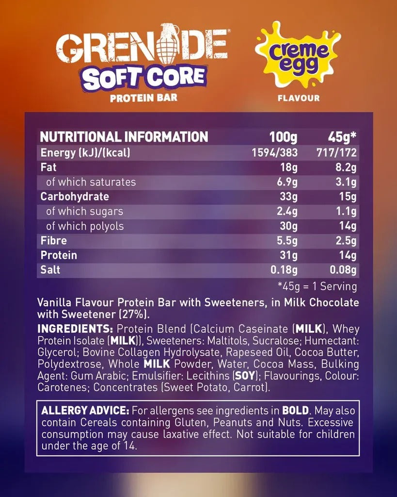 Grenade Soft Core Protein Bar - 18 x 45 g