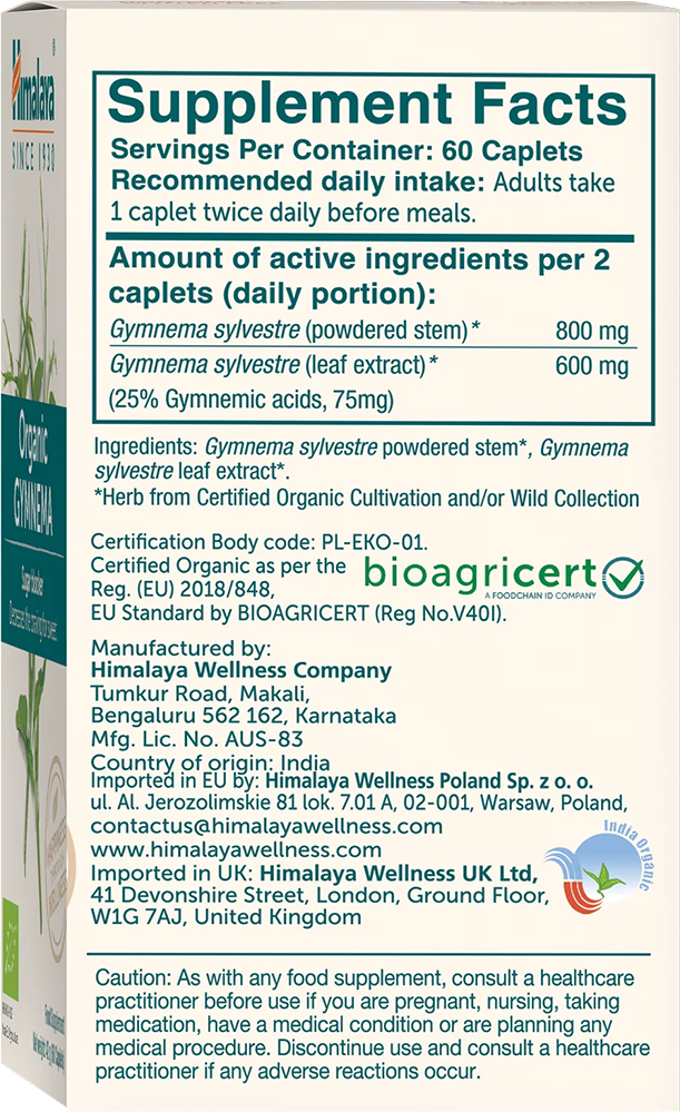 Himalaya Organic Gymnema – 60 caps