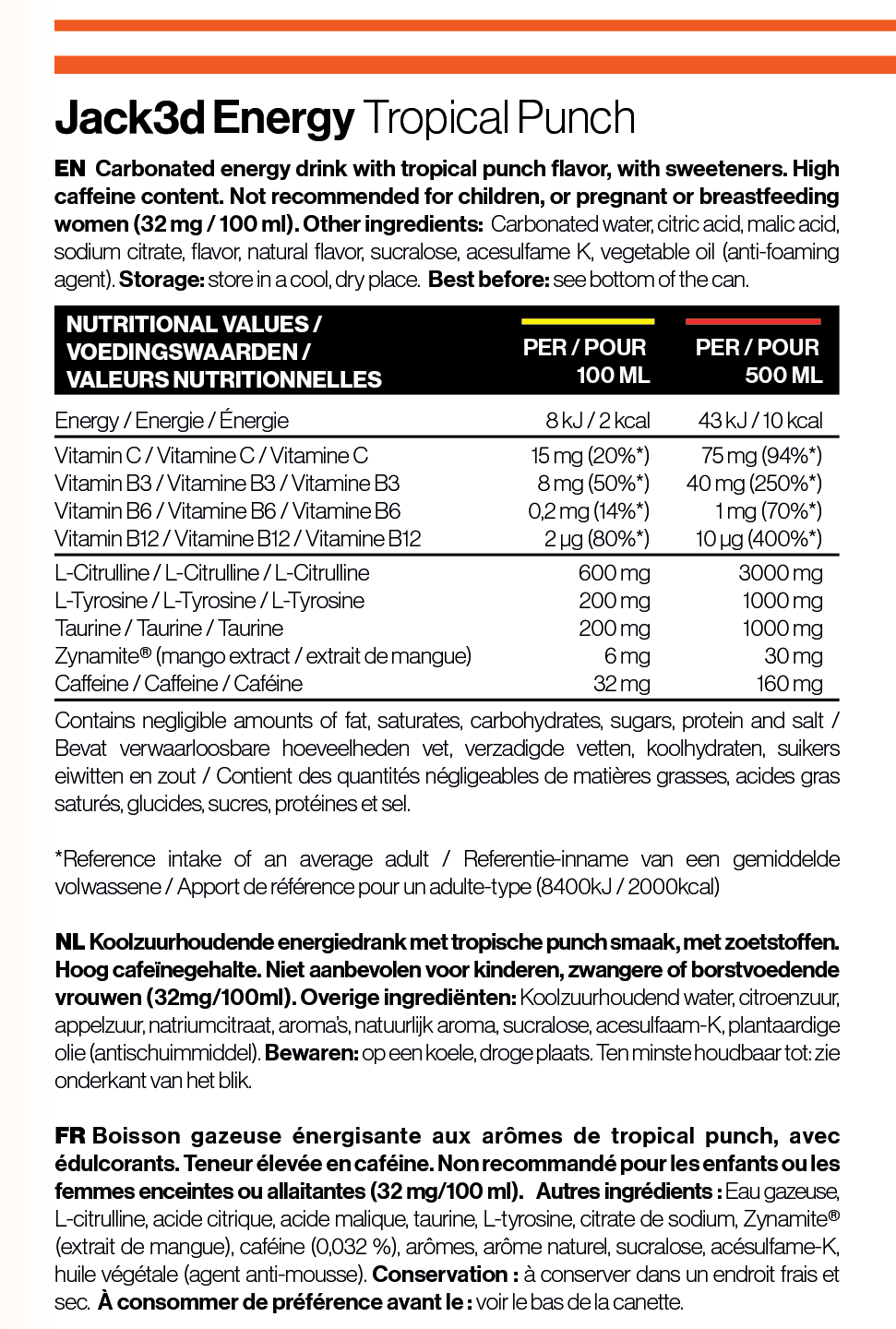 Jack3d Energy  - 12 x 500 ml